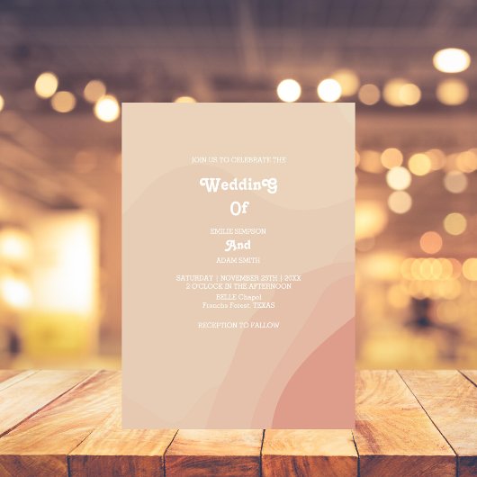 terracotta retro  70s bruiloft kaart