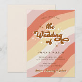 Terracotta Retro 70s bruiloft Kaart (Voorkant / Achterkant)