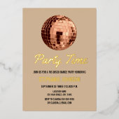 Terracotta Retro 70s Disco Ball Birthday Party Folie Uitnodiging (Voorkant)