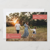 Terracotta Retro Boho Minimalistisch Familie Nieuw Feestdagenkaart (Voorkant)