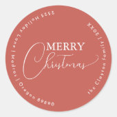 Terracotta Retro Boho Minimalistisch Kersttoespraa Ronde Sticker (Voorkant)
