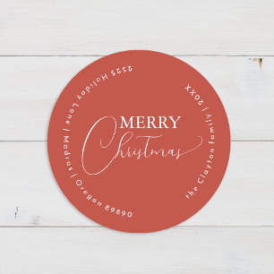 Terracotta Retro Boho Minimalistisch Kersttoespraa Ronde Sticker