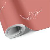 Terracotta Retro Boho Minimalistisch Vrolijk Kerst Cadeaupapier (Rol Hoek)