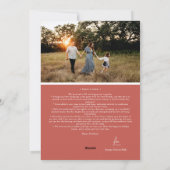 Terracotta Retro Boho Minimalistische brief en fot Feestdagenkaart (Achterkant)