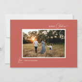 Terracotta Retro Boho Minimalistische foto en brie Feestdagenkaart (Voorkant)