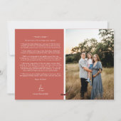 Terracotta Retro Boho Minimalistische foto en brie Feestdagenkaart (Achterkant)