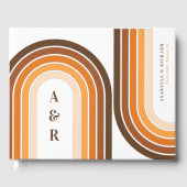 Terracotta Retro Boho Rainbow 70s Wedding Monogram Gastenboek (Voorkant)