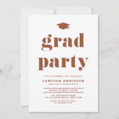 Terracotta Retro Bold Typografie Afstudeerfeest Kaart (Voorkant)