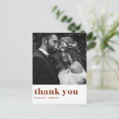 Terracotta Retro Bold Typografie Bruiloft Dank u Briefkaart (Staand voorkant)