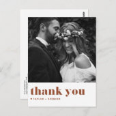 Terracotta Retro Bold Typografie Bruiloft Dank u Briefkaart (Voorkant / Achterkant)