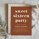 Terracotta Retro Bold Typografie Sweet 16 Verjaard Folie Uitnodiging<br><div class="desc">Nodig gasten uit voor uw evenement met deze aanpasbare zoete zestienjarige uitnodiging. Het is voorzien van retro vette en eenvoudige typografie. Personaliseer door uw gegevens toe te voegen. Deze gouden folie lieve 16 feestuitnodiging is ideaal voor elk evenemententhema.</div>