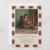 Terracotta Retro geruite boog foto Afstuderen Kaart (Achterkant)