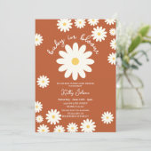 Terracotta Retro Groovy Baby in Bloemdouche Kaart (Staand voorkant)