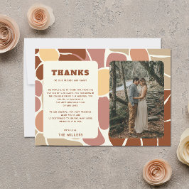 Terracotta Retro Groovy Boho Bruiloft Dank u Briefkaart