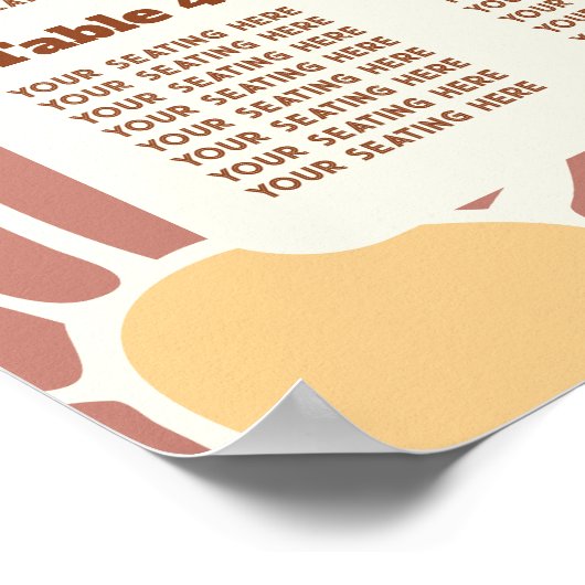 Terracotta Retro Groovy Boho Bruiloft Zitplaatsen Poster (Hoek)