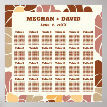 Terracotta Retro Groovy Boho Bruiloft Zitplaatsen