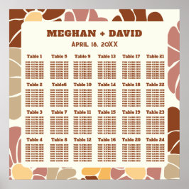 Terracotta Retro Groovy Boho Bruiloft Zitplaatsen Poster