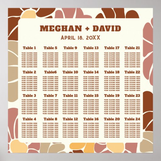 Terracotta Retro Groovy Boho Bruiloft Zitplaatsen Poster (Voorkant)