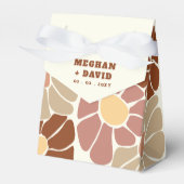 Terracotta Retro Groovy Boho Chic Bloemen Bruiloft Bedankdoosjes (Voorkant Zijde)