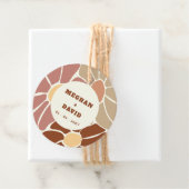 Terracotta Retro Groovy Boho Chic Bloemen Bruiloft Bedankjes Labels (In situ)