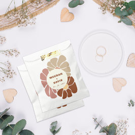 Terracotta Retro Groovy Boho Chic Bloemen Bruiloft Bedankzakje