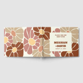 Terracotta Retro Groovy Boho Chic Bloemen Bruiloft Gastenboek (Volledig)