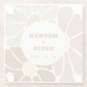 Terracotta Retro Groovy Boho Chic Bloemen Bruiloft Glazen Onderzetter (Achterkant)