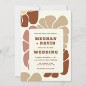 Terracotta Retro Groovy Boho Chic Bloemen Bruiloft Kaart (Voorkant)