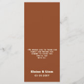 Terracotta Retro Groovy Boho Chic Bloemen Bruiloft Menu (Achterkant)