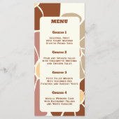 Terracotta Retro Groovy Boho Chic Bloemen Bruiloft Menu (Voorkant)