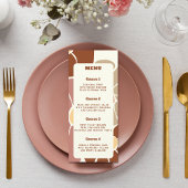 Terracotta Retro Groovy Boho Chic Bloemen Bruiloft Menu