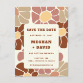 Terracotta Retro Groovy Boho Chic Save The Date Aankondigingskaart (Voorkant)