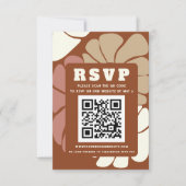 Terracotta Retro Groovy Boho Chique QR CODE RSVP Kaartje (Voorkant)
