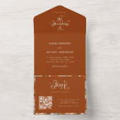 Terracotta Retro Groovy Hippie Floral & Typography All In One Uitnodiging (Binnen)