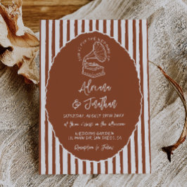 Terracotta Retro Hand Painted Wedding Kaart