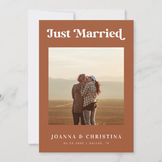 Terracotta Retro net gehuwde aankondiging (Voorkant)