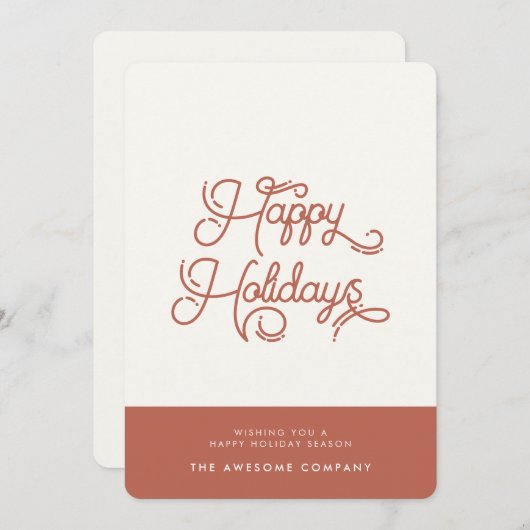 Terracotta Retro  Prettige feestdagen Feestdagenkaart (Voorkant / Achterkant)