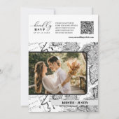 Terracotta Retro Reizen QR Code Foto Bruiloft Kaart (Achterkant)