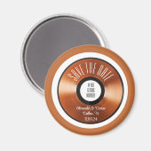 Terracotta retro sinaasappel vinyl record bewaar d magneet (Voorkant / Achterkant)