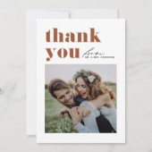 Terracotta Retro Typografie Moderne Fotobruiloft Bedankkaart (Voorkant)