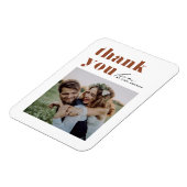 Terracotta Retro Typografie Moderne Fotobruiloft Magneet (Linkerzijde)