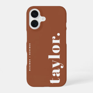 Terracotta Retro Typografie Persoonlijk iPhone 16 Hoesje