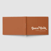 Terracotta Retro Typography Whimsical 70's Wedding Gastenboek (Volledig)
