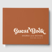 Terracotta Retro Typography Whimsical 70's Wedding Gastenboek (Voorkant)
