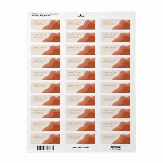 terracotta return address label boho modern roest (Full Sheet)