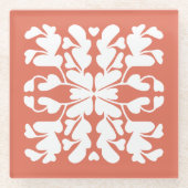 Terracotta rode deco glazen onderzetter (Voorkant)