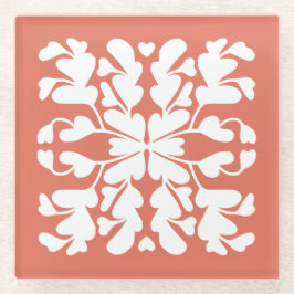 Terracotta rode deco glazen onderzetter