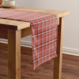 Terracotta Rode Plaid Retro Kleur Tafel Runner Korte Tafelloper