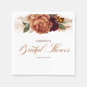 Terracotta Roest Bloem Pampas Gras Bruidsdiner Servet