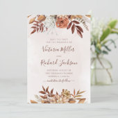 Terracotta Roest Bloemen Boho Aards Herfstloof Save The Date (Staand voorkant)